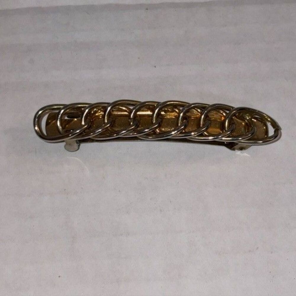 Vintage Gold Tone Chain Link Hair Clip Barrette